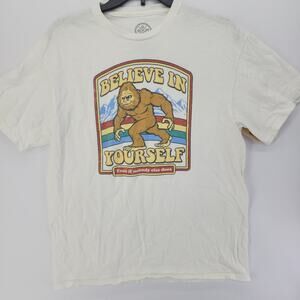 DOM Bigfoot Believe In Yourself Novelty Graphic T-Shirt White Size L